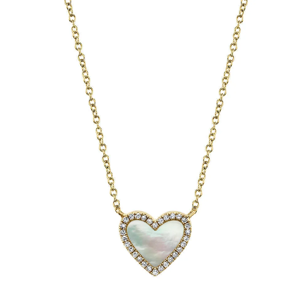 0.09 Ct Diamond & 0.56 Ct Mother of Pearl Heart  Necklace SC55012462