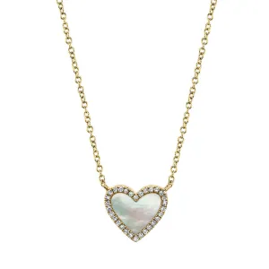 0.09 Ct Diamond & 0.56 Ct Mother of Pearl Heart  Necklace SC55012462