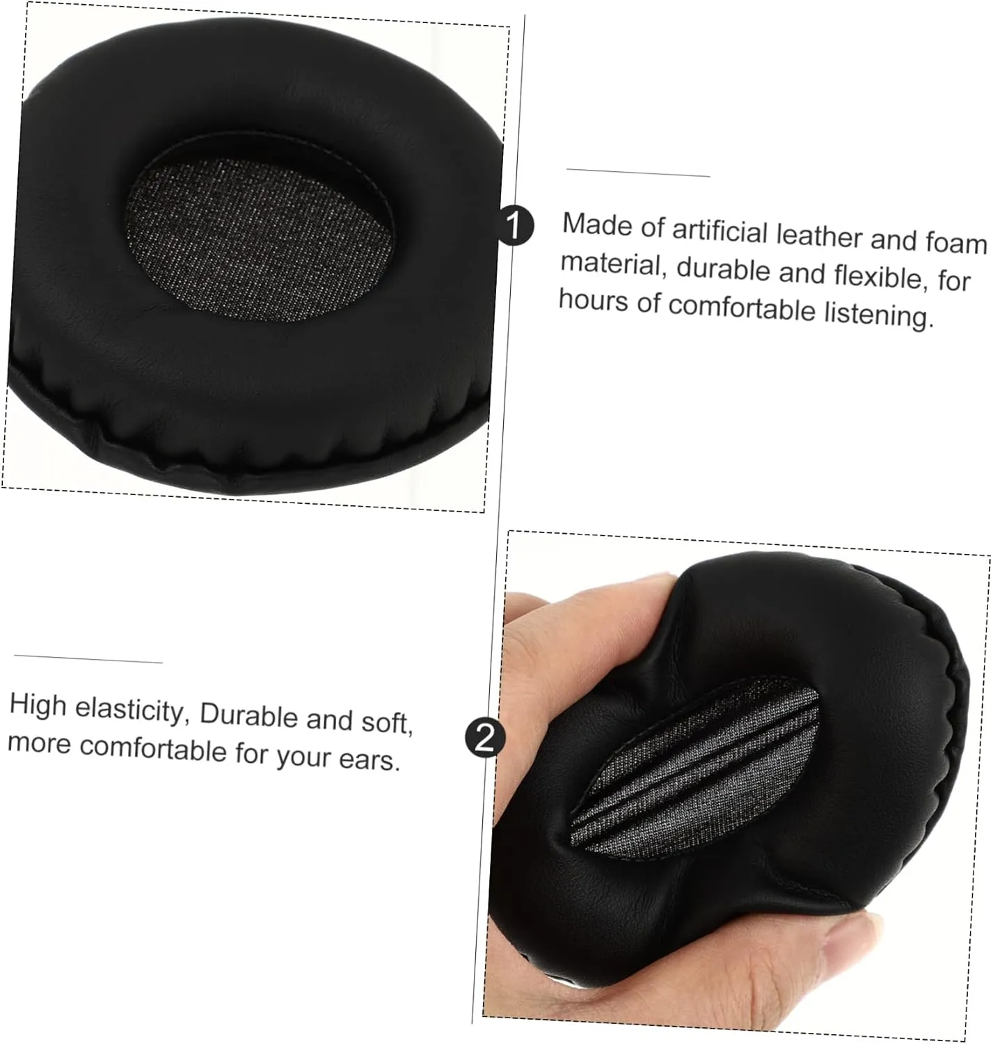 1 Pair Replacement Ear Pads for Headphones Soft Black Earpads Cushion Covers for Enhanced Comfort and Sound Isolation