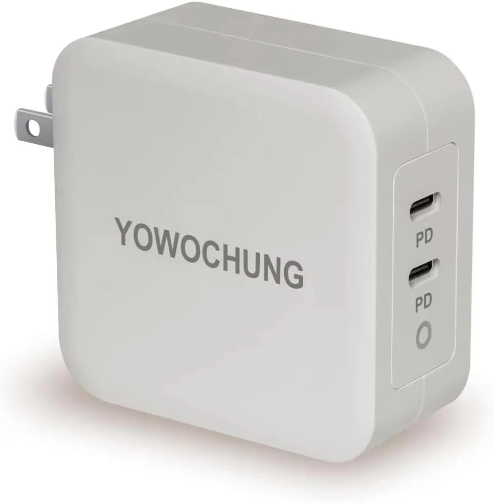 100W USB-C Wall Charger, 2-Port GaN Foldable Charger Block Compatible with MacBook Pro/Air, iPad Pro/Mini, iPhone15/14/13 Pro/Pro Max, Dell XPS, Samsung, Pixel and More (White)