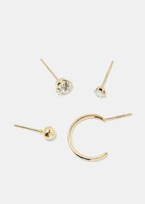 12-Pair Stud & Hoop Earrings