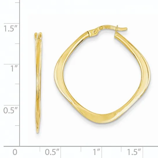 14k Yellow Gold Geometric Style Square Hoop Earrings