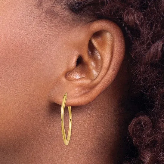 14k Yellow Gold Geometric Style Square Hoop Earrings