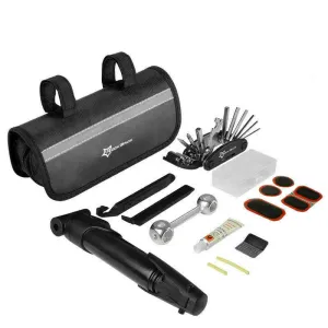 14pcs Bicycle Repair Tool Kit | Bag Strap to Frame | ROCKBROS Pump Hex Wrench Patch | for Bike Tyre Tools