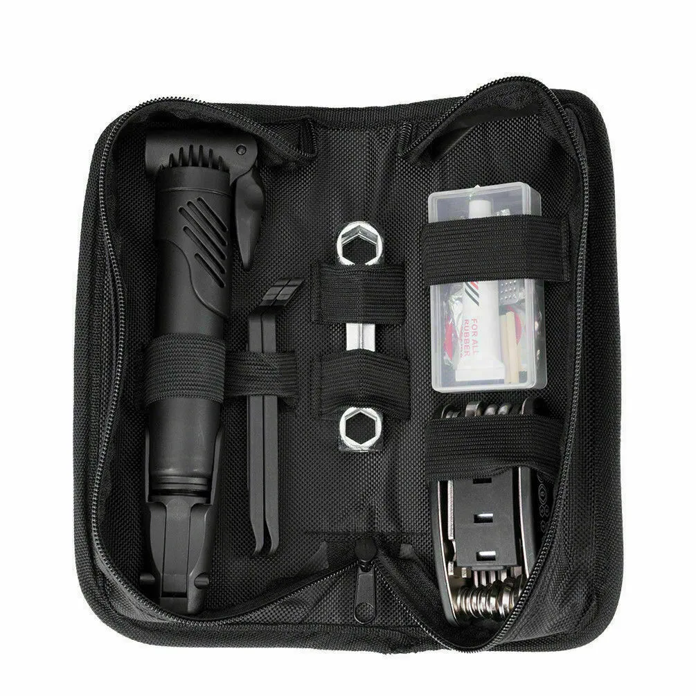14pcs Bicycle Repair Tool Kit | Bag Strap to Frame | ROCKBROS Pump Hex Wrench Patch | for Bike Tyre Tools