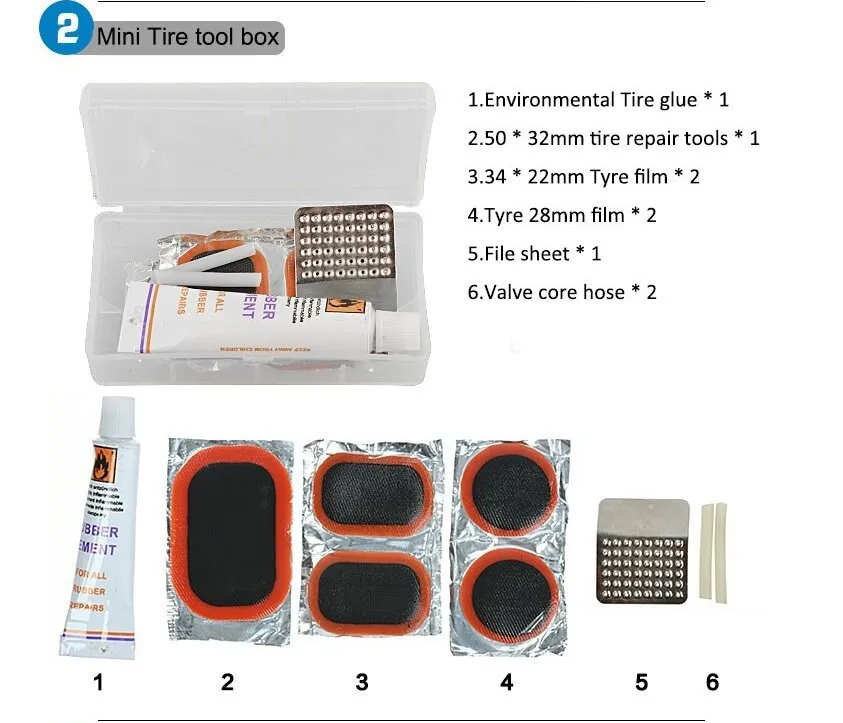 14pcs Bicycle Repair Tool Kit | Bag Strap to Frame | ROCKBROS Pump Hex Wrench Patch | for Bike Tyre Tools