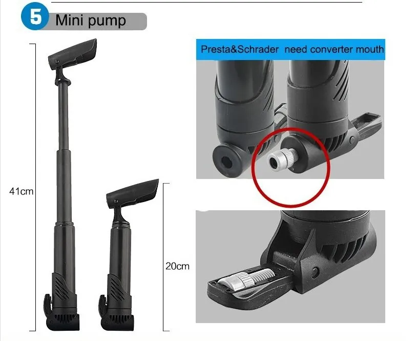 14pcs Bicycle Repair Tool Kit | Bag Strap to Frame | ROCKBROS Pump Hex Wrench Patch | for Bike Tyre Tools
