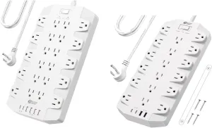 18 AC Outlets Surge Protector Power Strip, 22 Outlets Surge Protector Power Strip, 2100J, 6.5Ft Flat Plug Heavy Duty Extension Cord (1875W/15A), Wall Mountable for Home, Office, Dorm, Gaming Room