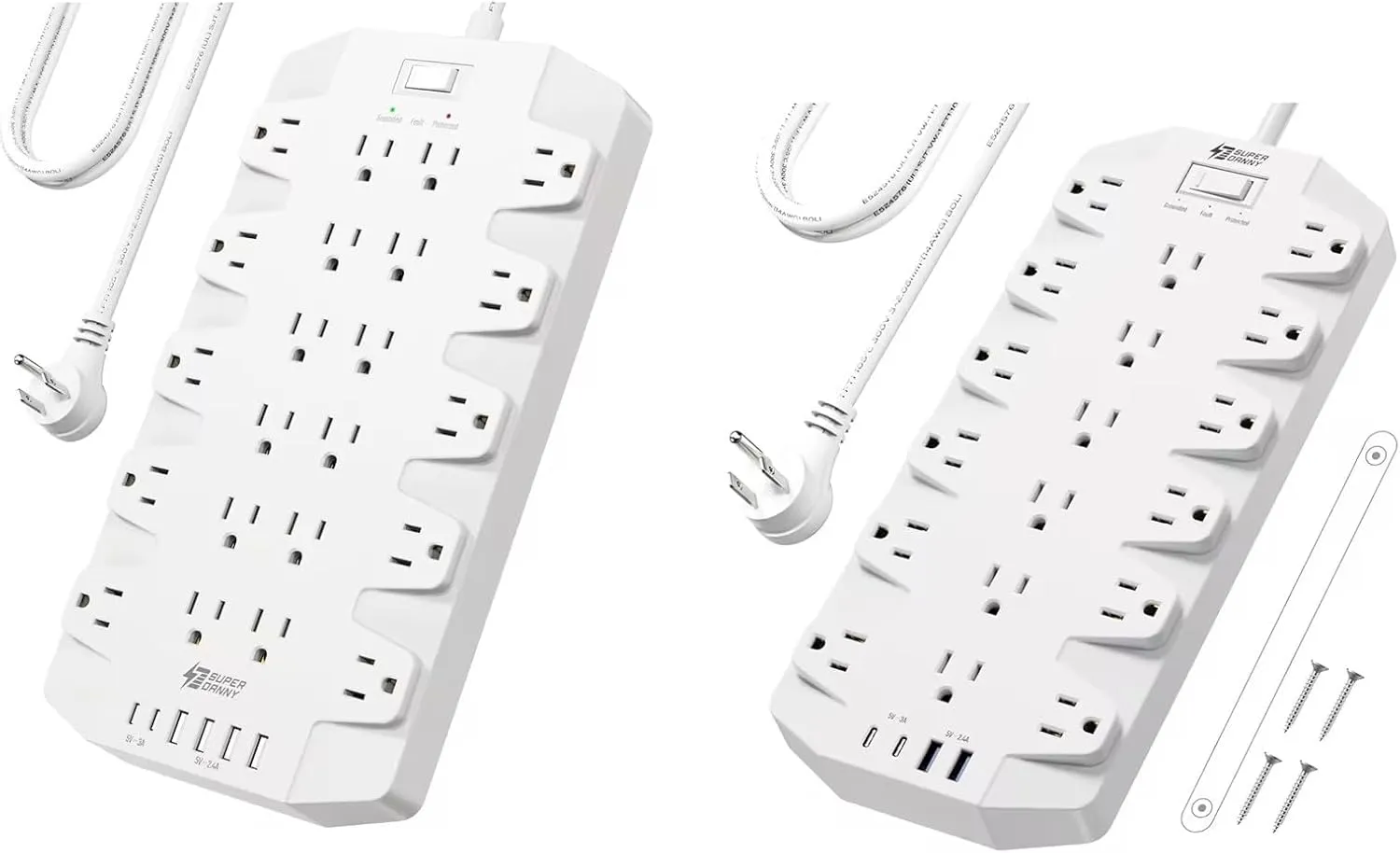 18 AC Outlets Surge Protector Power Strip, 22 Outlets Surge Protector Power Strip, 2100J, 6.5Ft Flat Plug Heavy Duty Extension Cord (1875W/15A), Wall Mountable for Home, Office, Dorm, Gaming Room