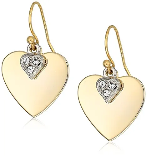 1928 Jewelry 14K Gold-Dipped And Clear Crystal Heart Drop Earrings
