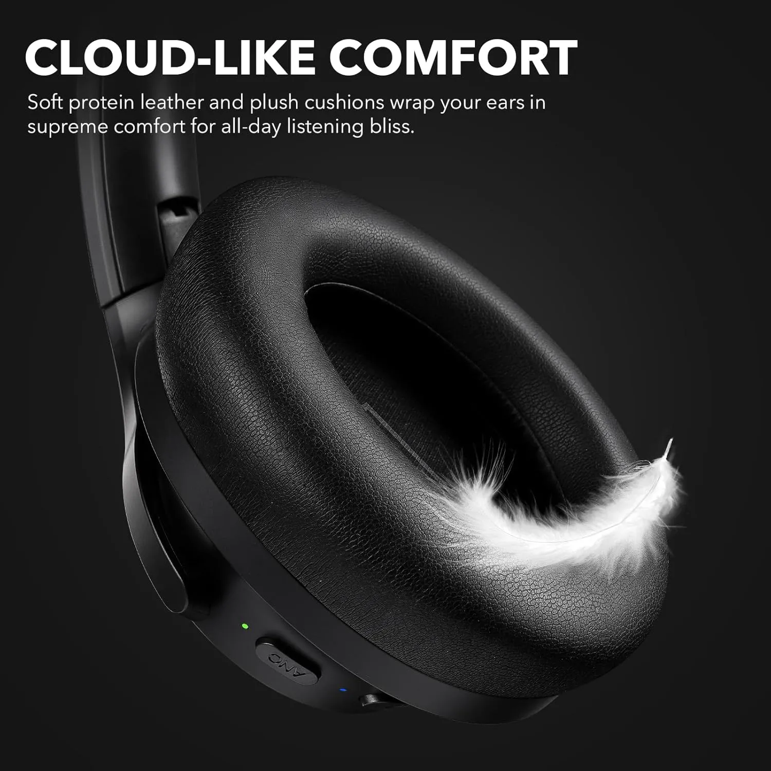 1Mii Y8 Noise Cancelling Headphones, Wireless LDAC Hi-Res Audio, 75H Battery Life, Comfortable, Over Ear Headphones Bluetooth 5.3 for Plane/Travel/Office - Black