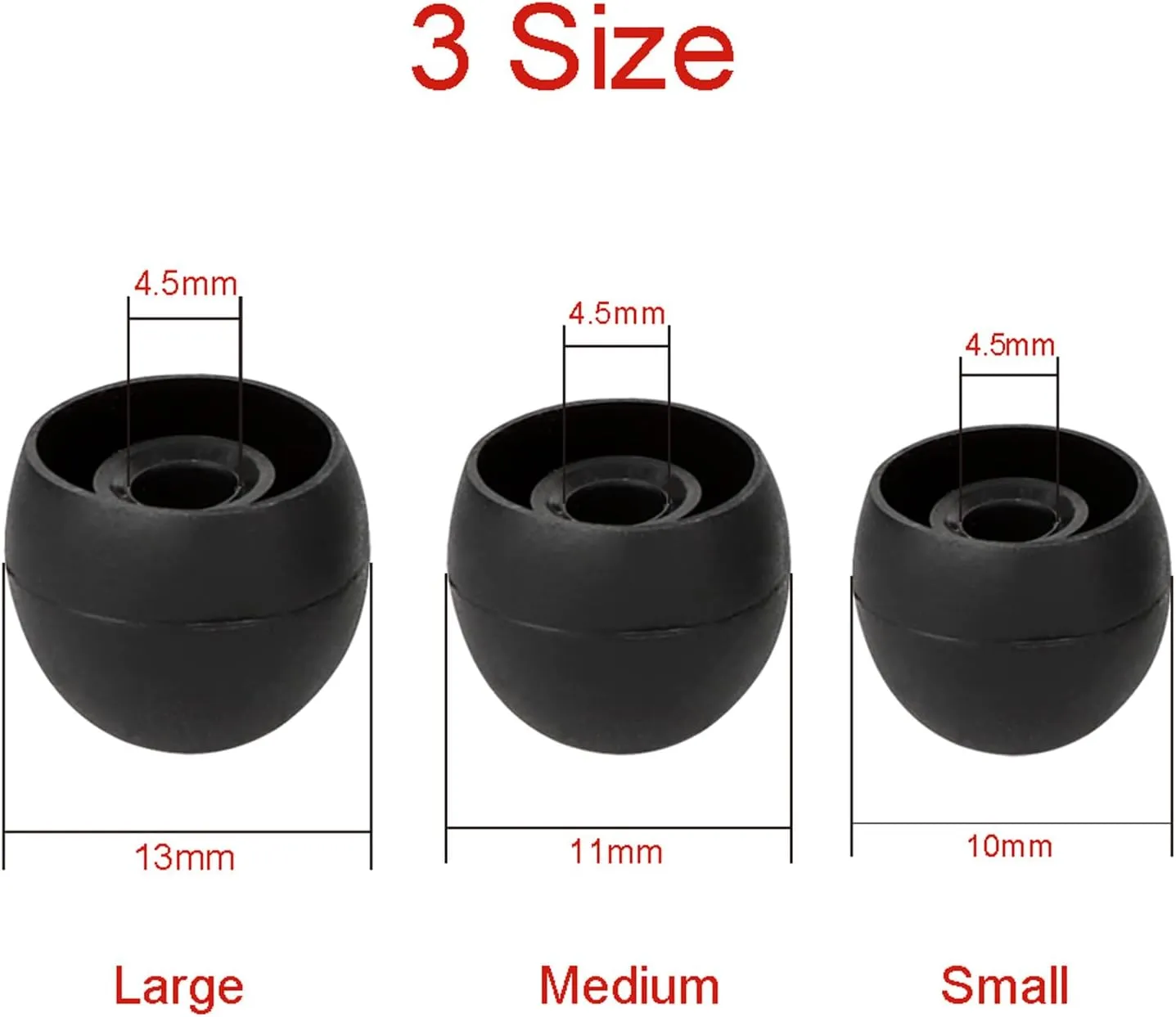 36 Pcs Earbud Tips Ear Buds Replacement Tip Ear Bud Covers Silicone Earbud Replacement Tips Ear Tips Earbud Tip for in-Ear Headphones Inner Hole 3.8mm -5.5mmBlack Color, SML, small