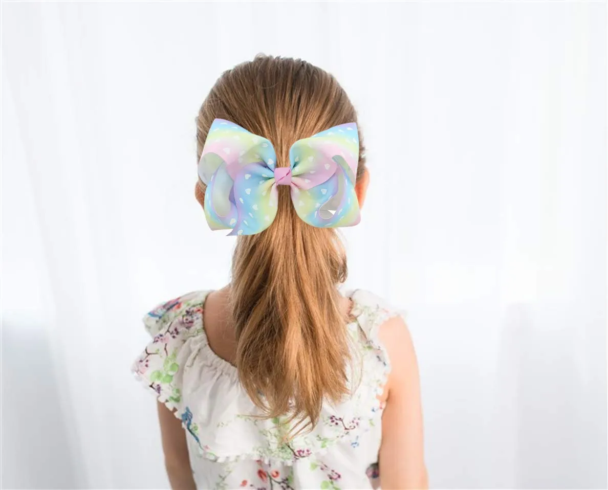 3Pcs 8 INCH Large JOJO Hair Bows Ribbon Hair Bow Alligator Clips
