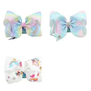 3Pcs 8 INCH Large JOJO Hair Bows Ribbon Hair Bow Alligator Clips