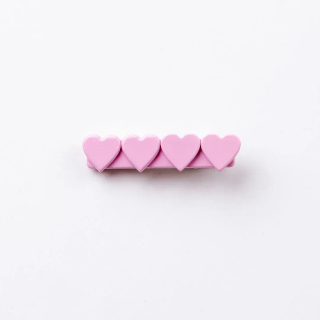4 Heart Bar Acrylic Hair Clip - 28 Solid Colors