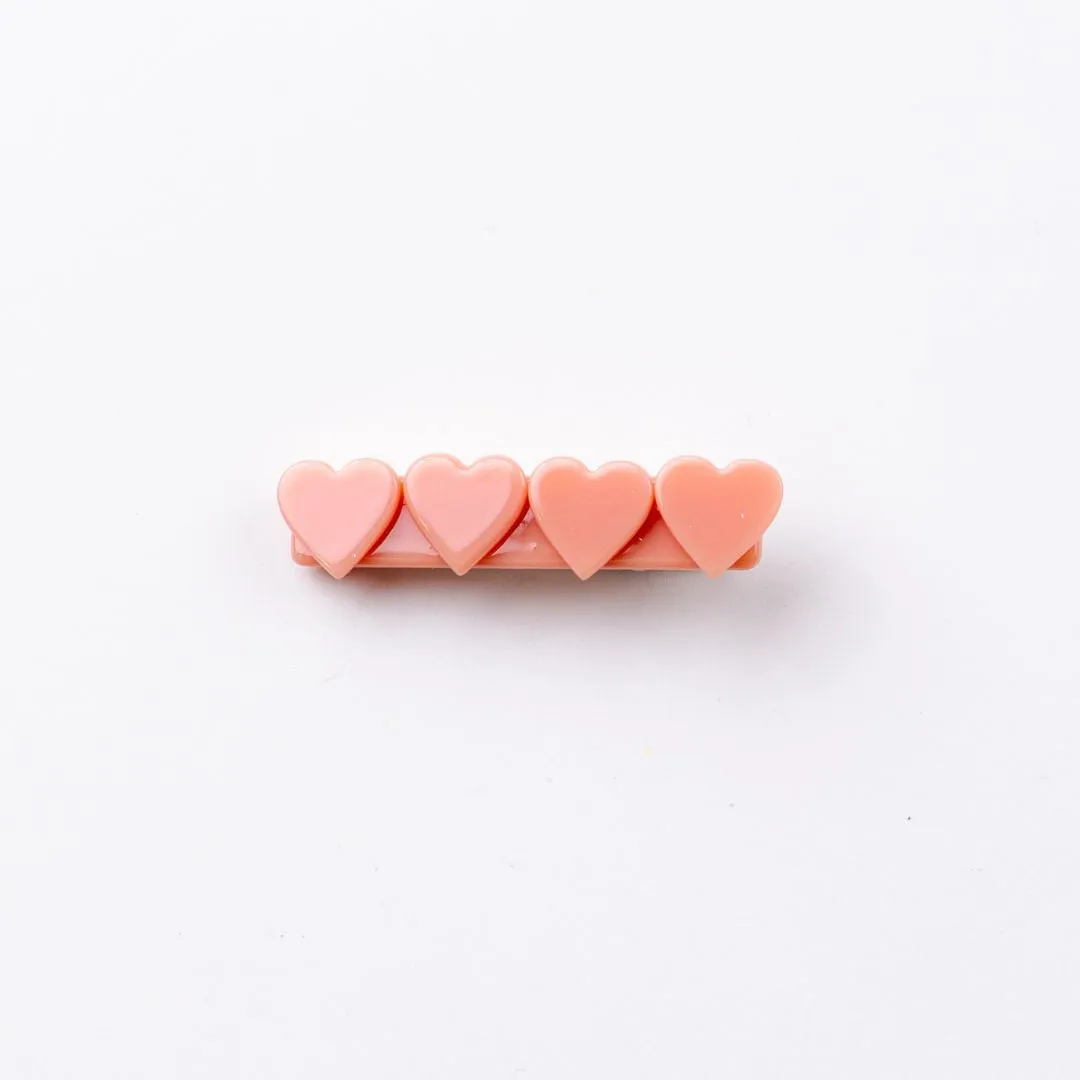 4 Heart Bar Acrylic Hair Clip - 28 Solid Colors