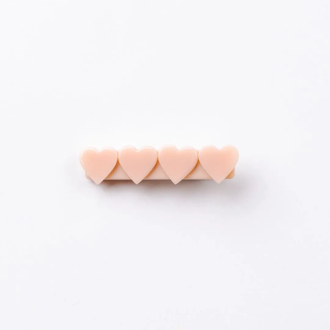 4 Heart Bar Acrylic Hair Clip - 28 Solid Colors