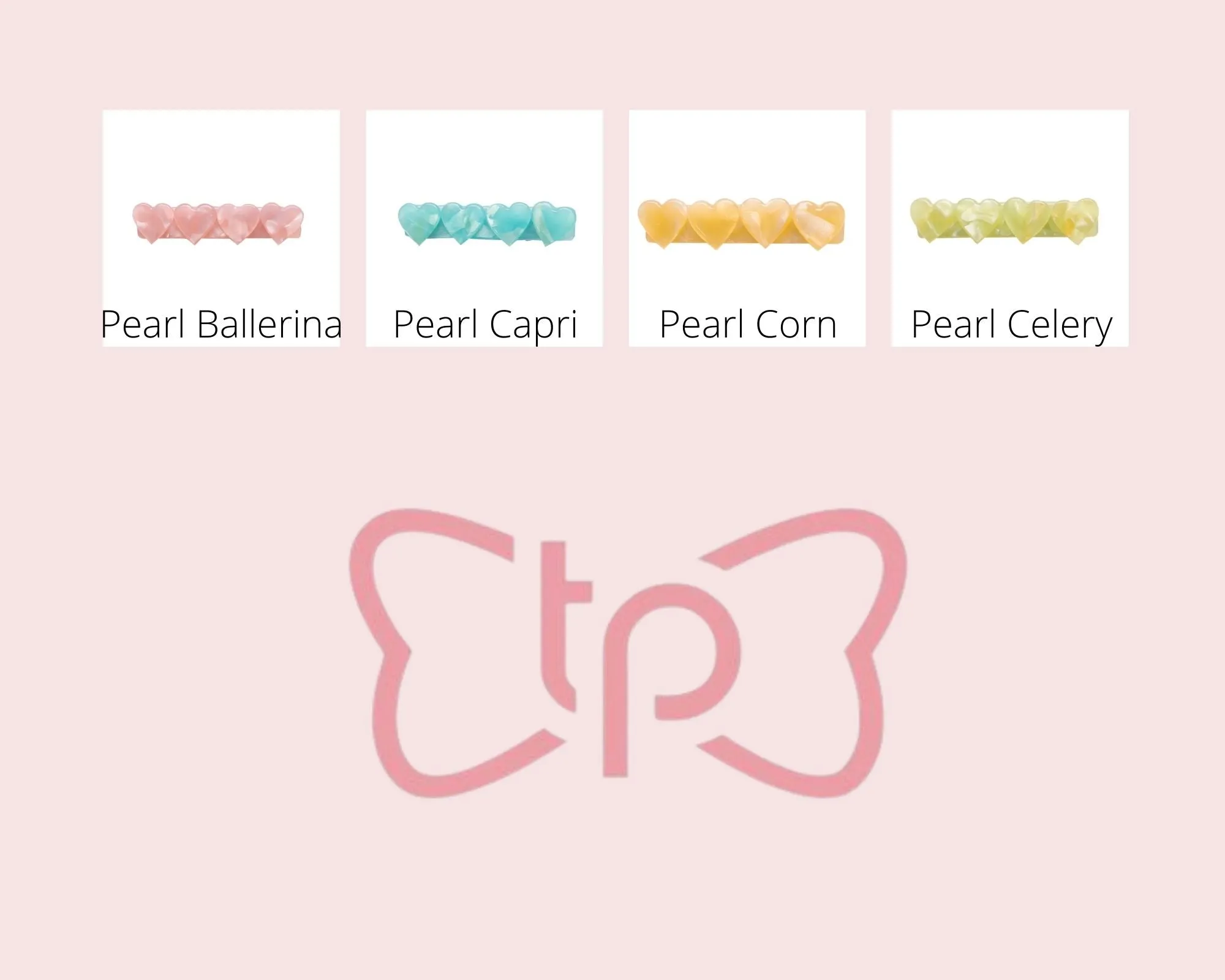 4 Heart Bar Acrylic Hair Clip - 28 Solid Colors