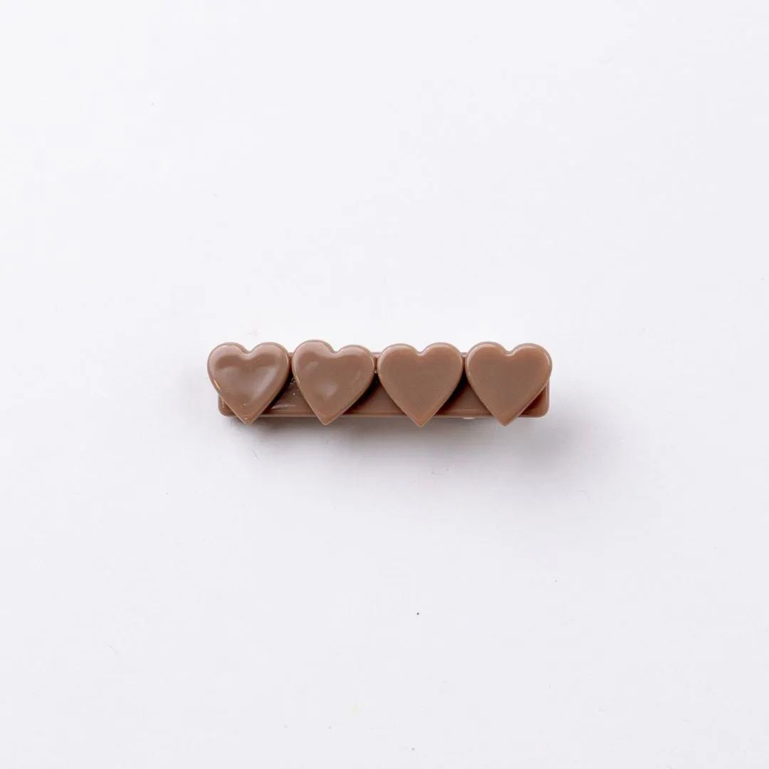 4 Heart Bar Acrylic Hair Clip - 28 Solid Colors