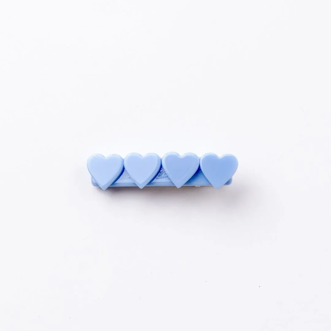 4 Heart Bar Acrylic Hair Clip - 28 Solid Colors