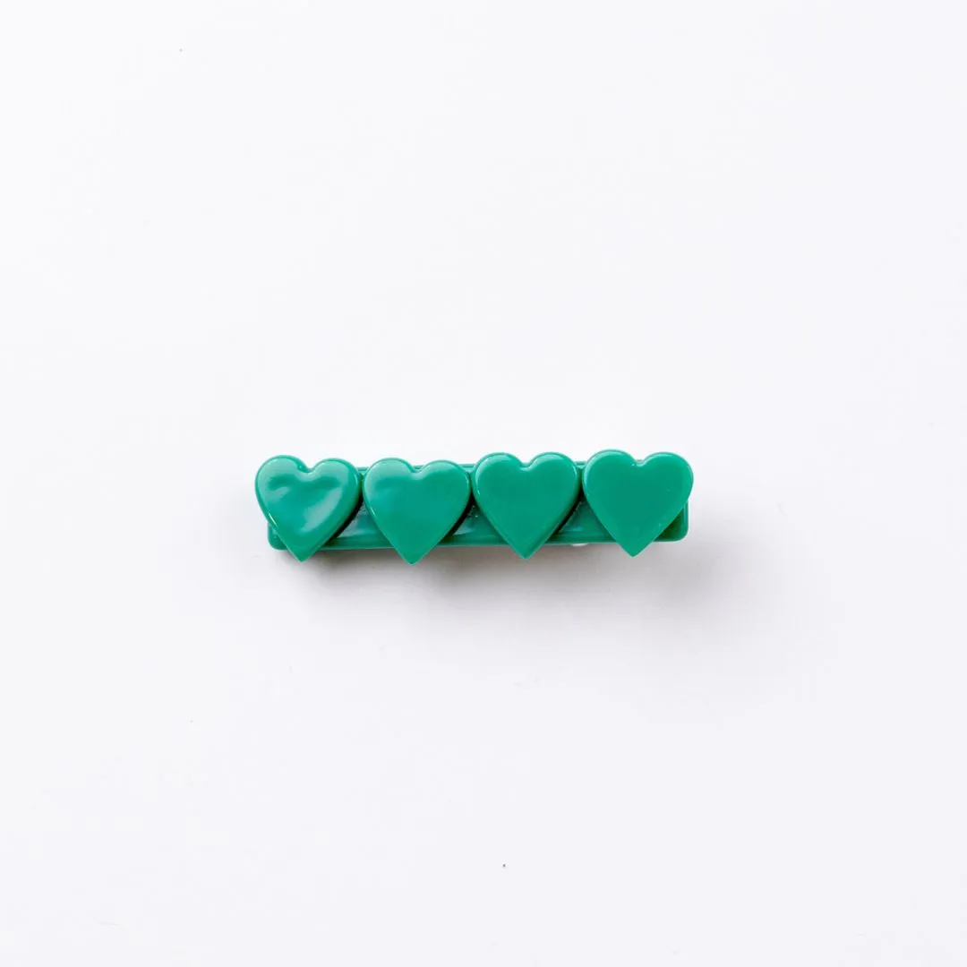 4 Heart Bar Acrylic Hair Clip - 28 Solid Colors