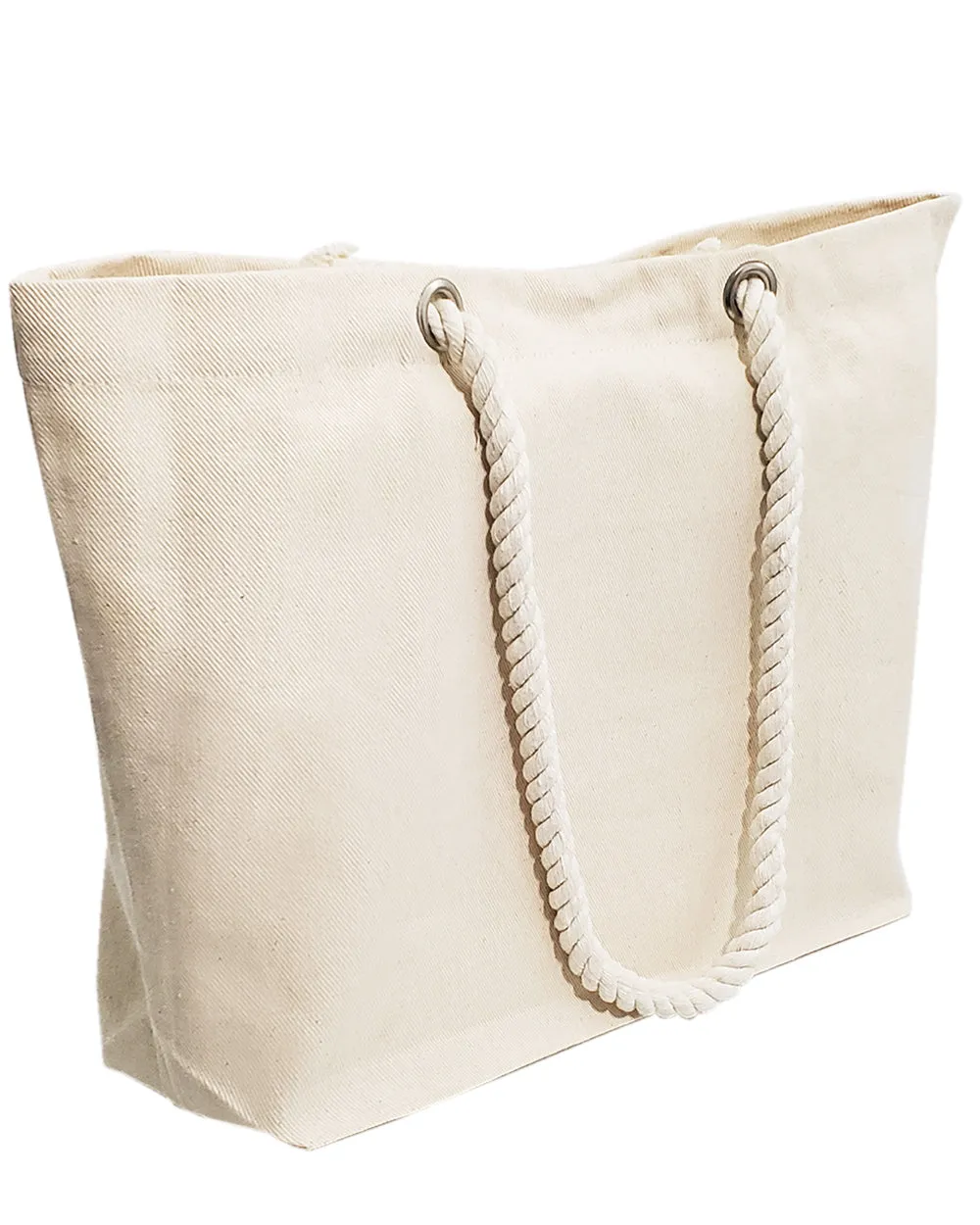 42 ct Large Canvas Beach Tote Bag with Fancy Rope Handles - By Case