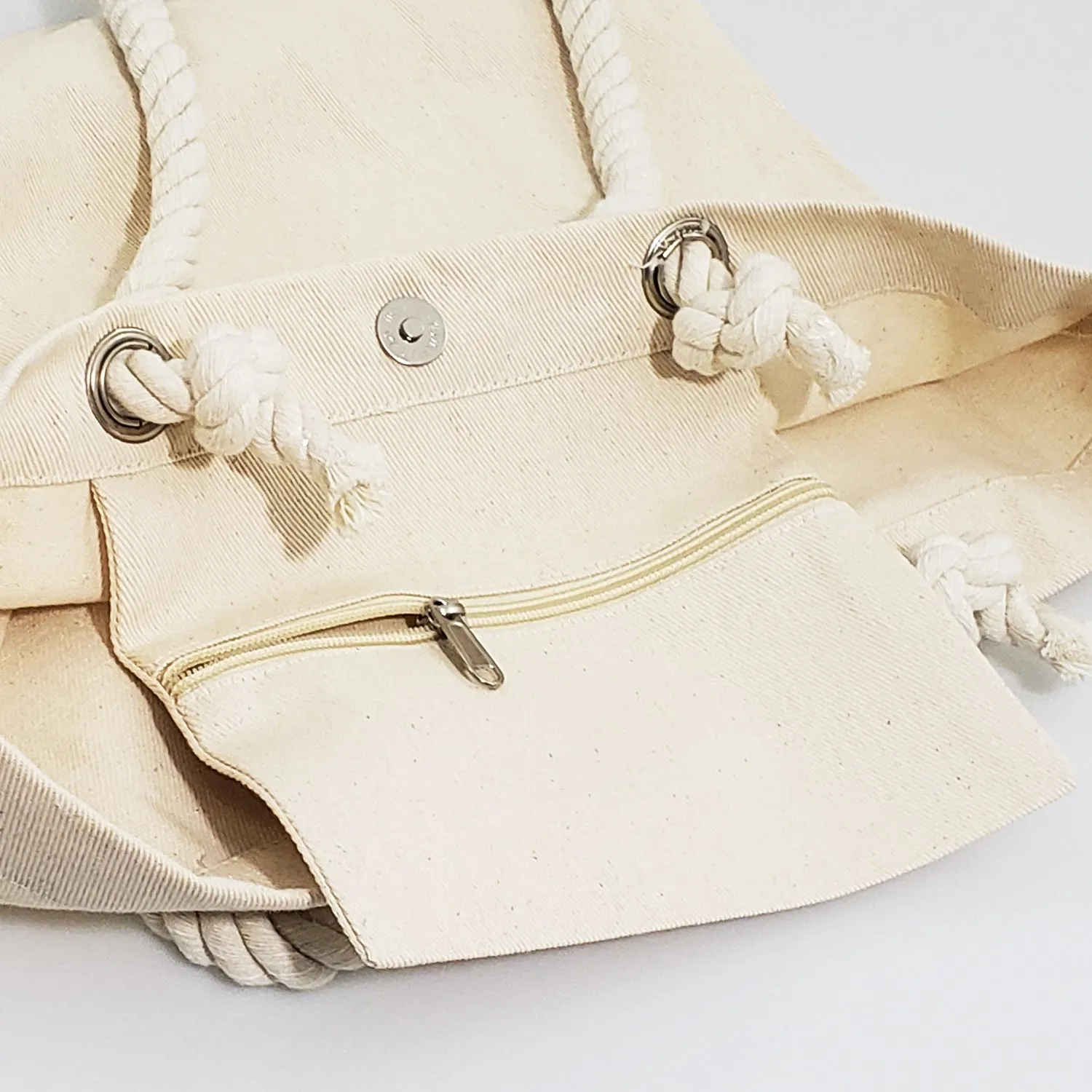42 ct Large Canvas Beach Tote Bag with Fancy Rope Handles - By Case