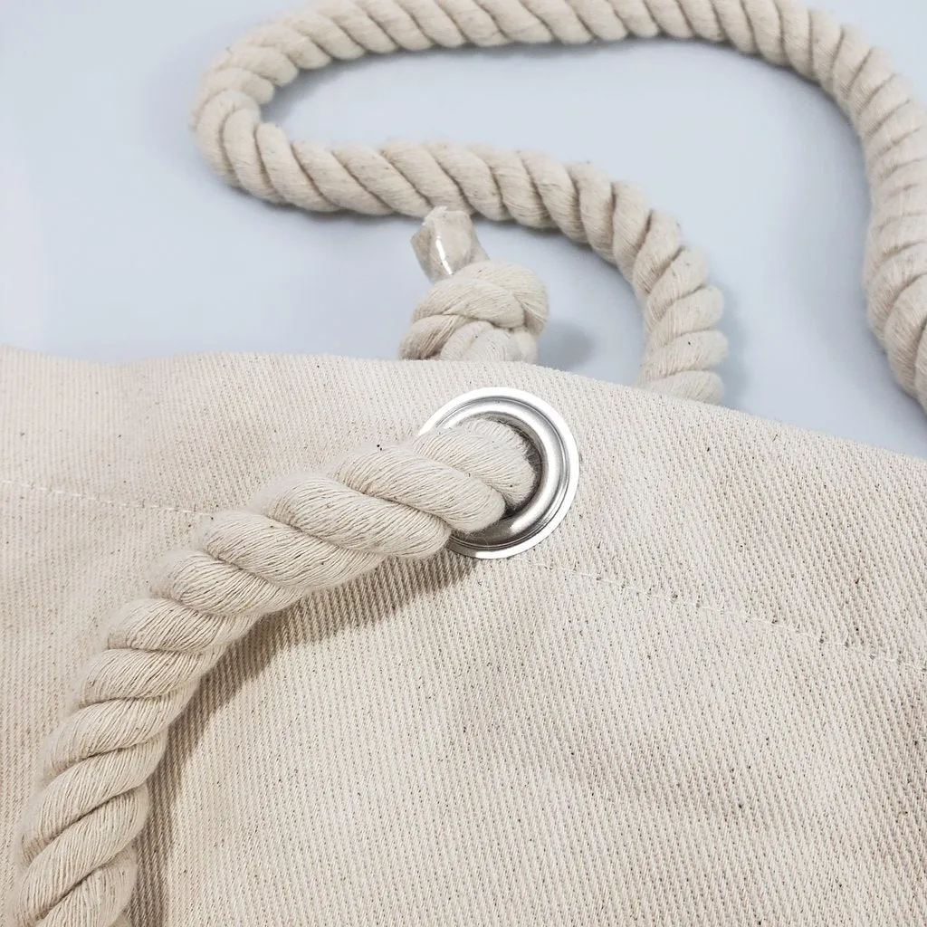 42 ct Large Canvas Beach Tote Bag with Fancy Rope Handles - By Case