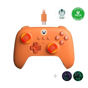 8Bitdo Ultimate C Hall Effect Joysticks/Hall Trigger Wired Controller with RGB Lighting Fire Ring, 3.5mm Audio Jack for Xbox Series X|S, Xbox One, Windows 10/11 - Officially Licensed (Orange)