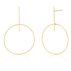 9ct Yellow Gold Bar Stud Hoop Earrings