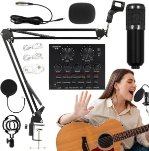 ABS Recording Microphone Set | Multipurpose Condenser Microphone Set | User Friendly Live Streaming Kit, Recording Studio Supplies for Anchors, Singers
