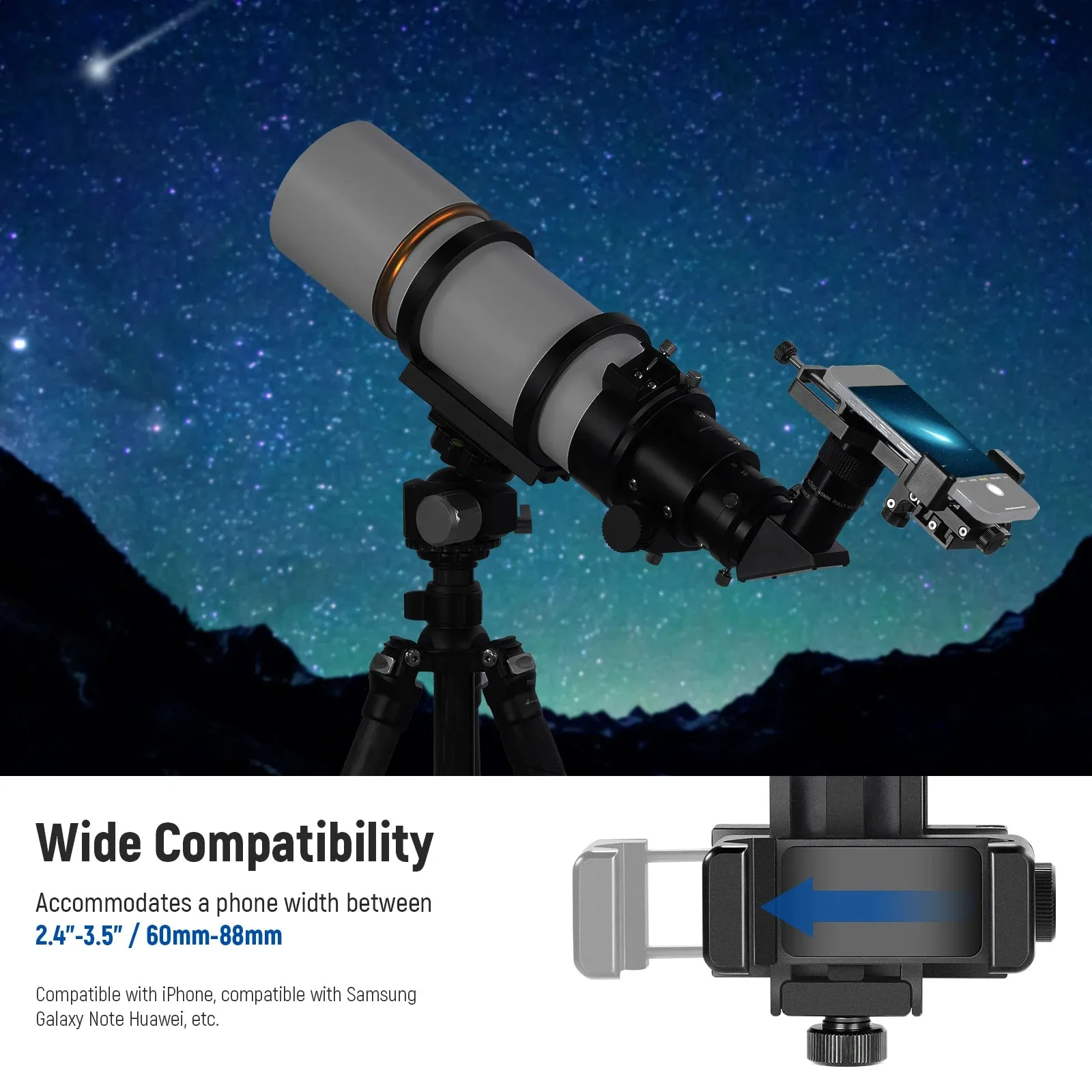 Adjustable 3 Axis Telescope Phone Mount for Spotting Scopes Anti Shake Metal Holder for Binoculars and Monoculars