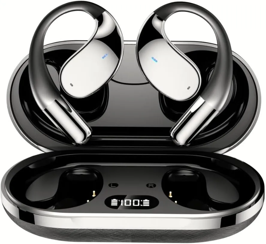 AI Language Translator Earbuds, 144 Languages & Accents, Translation Device for Travel Business Learning, Black with Free APP for iOS and Android, OWS Real-Time 3-in-1.