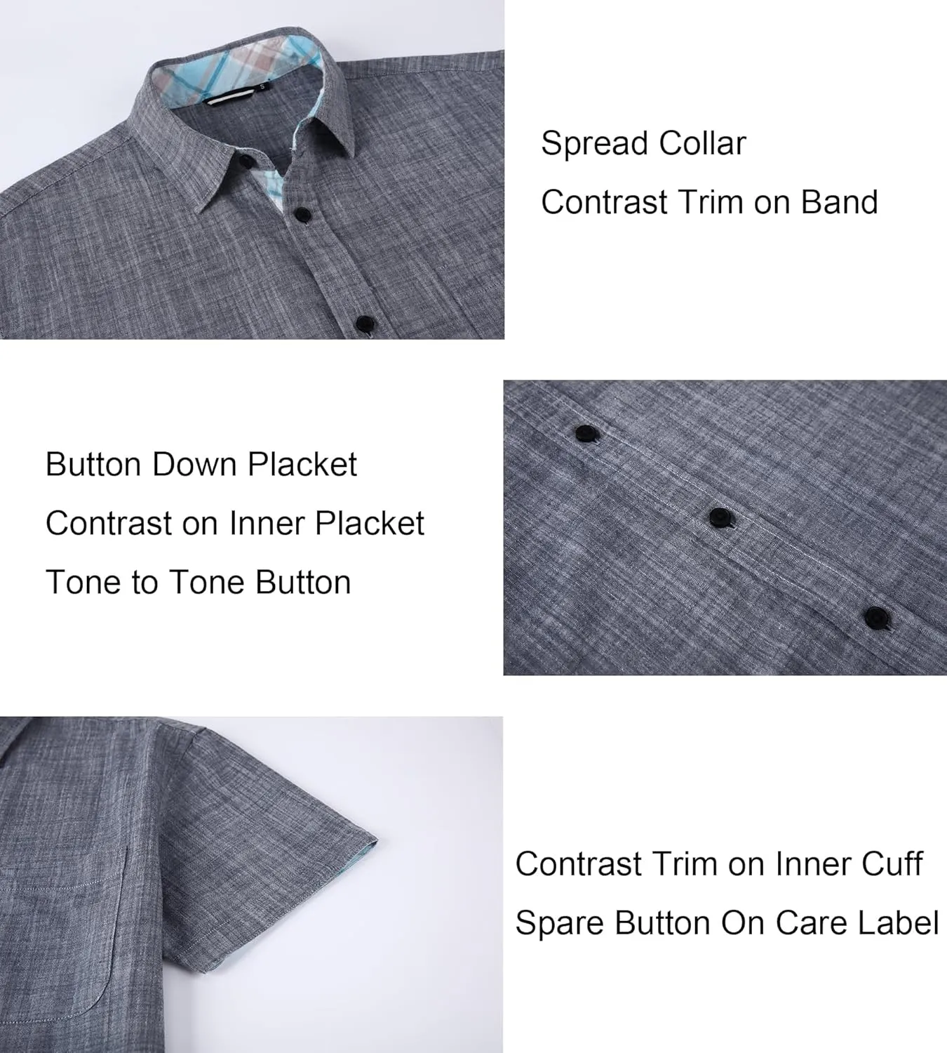 Alex Vando Mens Dress Shirts 4-Way Stretch Wrinkle Free Regular Fit Short Sleeve Men Button Down Shirt