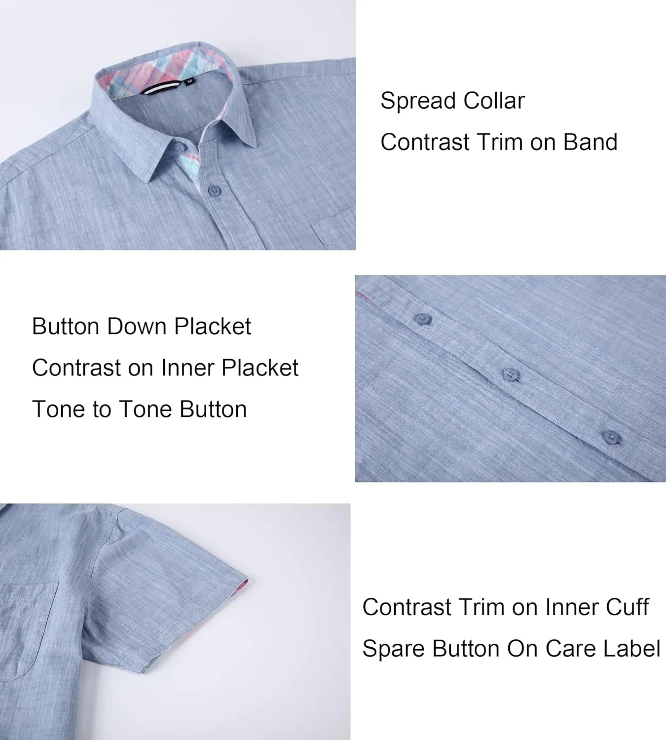 Alex Vando Mens Dress Shirts 4-Way Stretch Wrinkle Free Regular Fit Short Sleeve Men Button Down Shirt