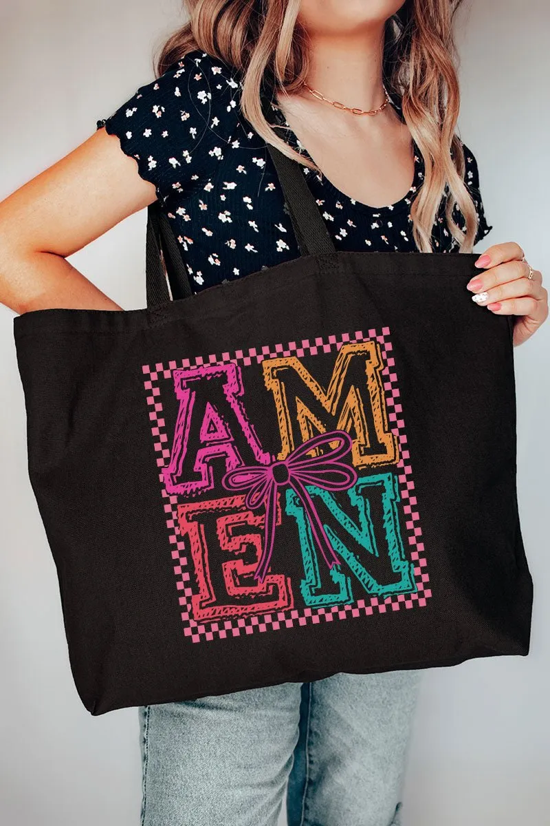 Amen In Color Canvas Jumbo Tote