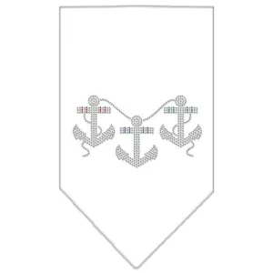 Anchors Rhinestone Bandana White Small