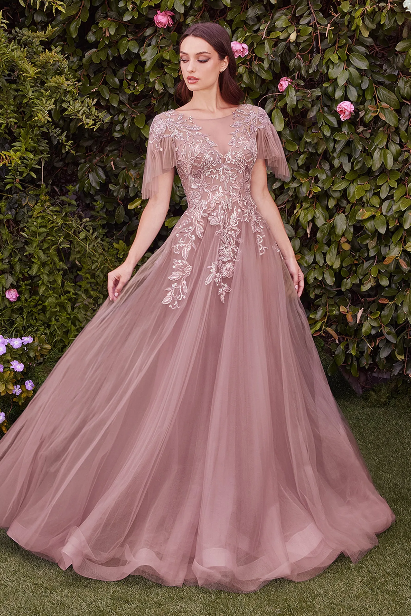 ANDREA & LEO A1351 Estate Floral Tulle Gown