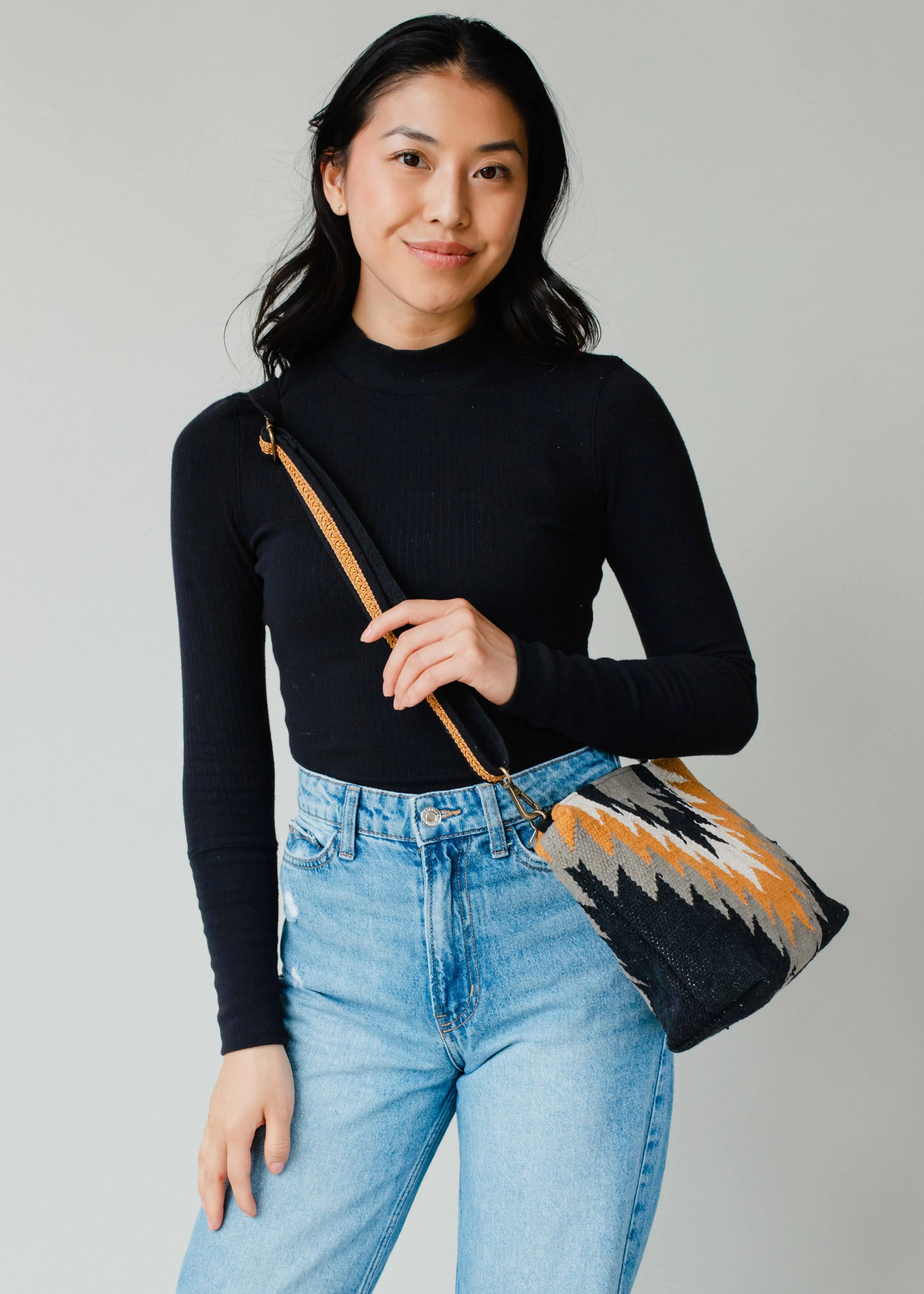 Artisanal Crossbody: Grey   Mustard
