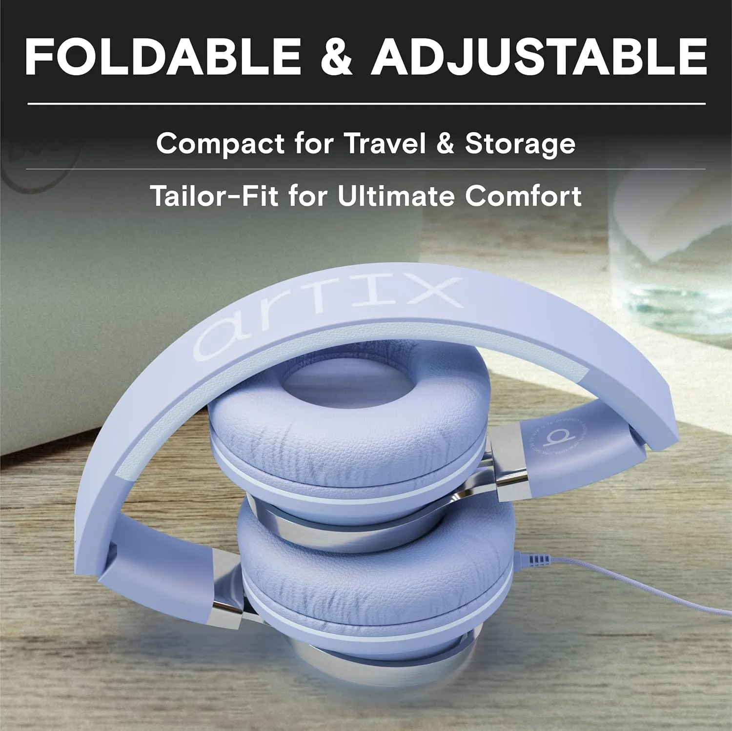 ARTIX CL750 On-Ear Headphones Wired with Mic and Volume Control  Noise Isolating Corded Over Ear Headphones with Microphone for Laptop and Computer, Plug in Headset with Cord (Aux Jack 3.5mm)