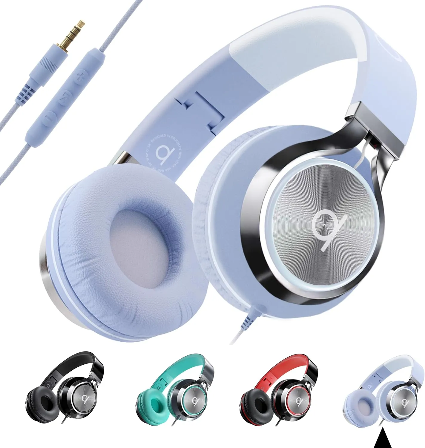 ARTIX CL750 On-Ear Headphones Wired with Mic and Volume Control  Noise Isolating Corded Over Ear Headphones with Microphone for Laptop and Computer, Plug in Headset with Cord (Aux Jack 3.5mm)