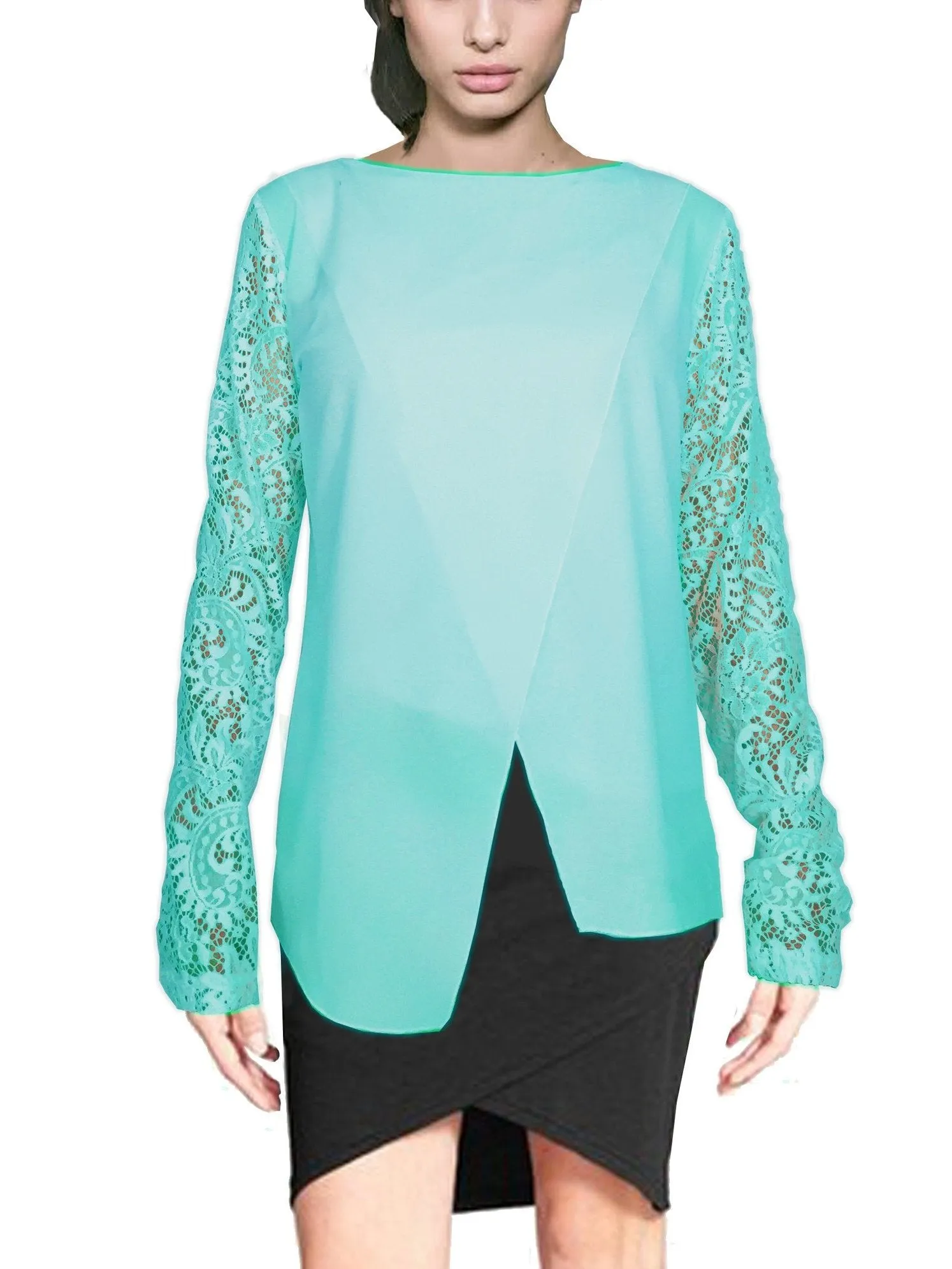 ASHORE WOMENS APART LACE  BLOUSE TOPS