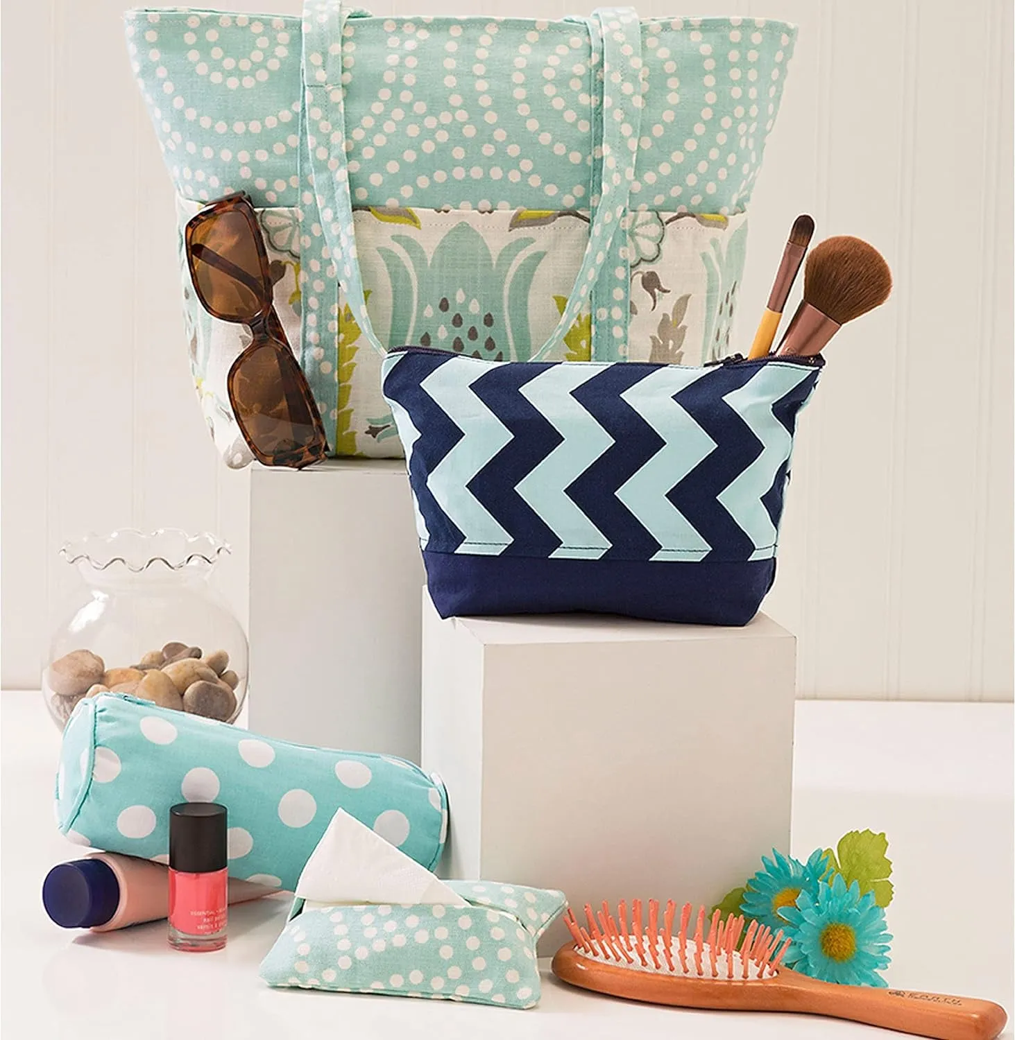 Assorted Cosmetic Tote Bag Packet, Code 9310 Sewing Pattern, One Size, White