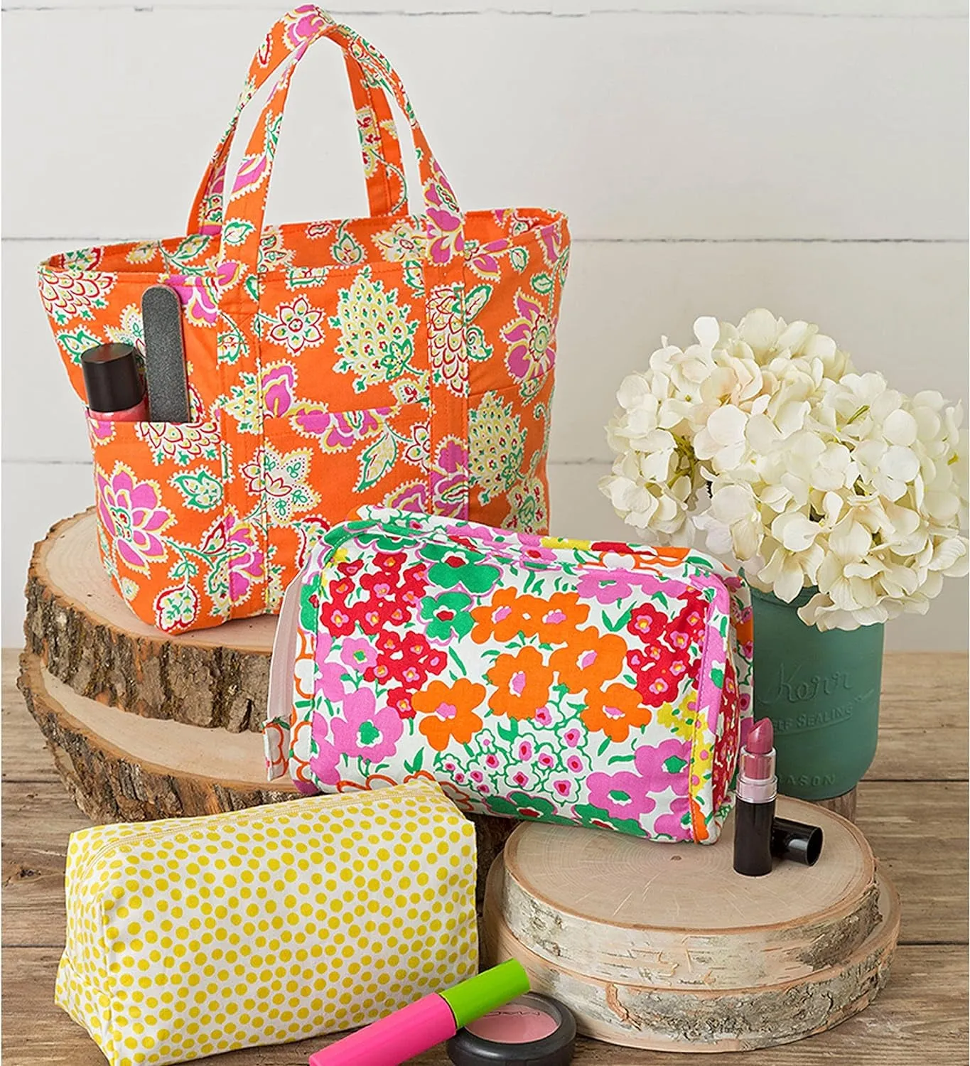 Assorted Cosmetic Tote Bag Packet, Code 9310 Sewing Pattern, One Size, White