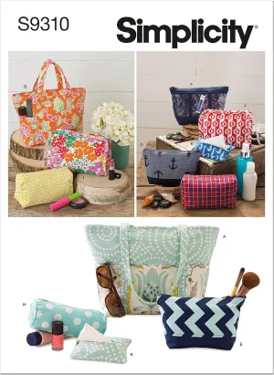 Assorted Cosmetic Tote Bag Packet, Code 9310 Sewing Pattern, One Size, White