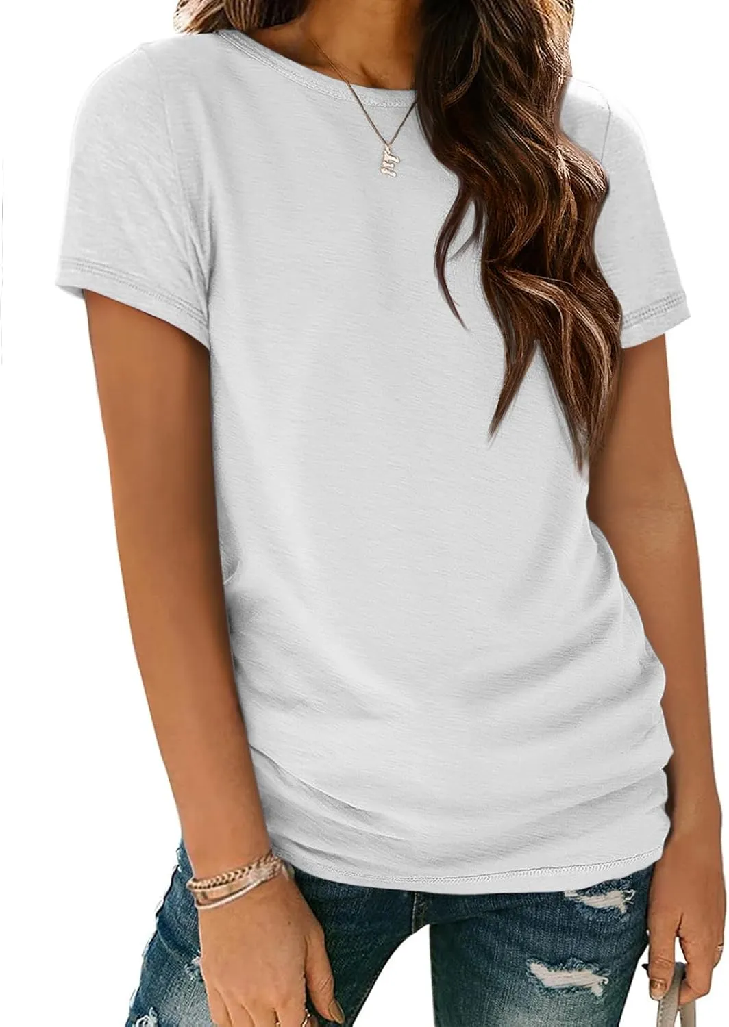 ATHMILE Womens T Shirt Summer Tops Short Sleeve Fashion Basic Casual Oversized Beach Vacation Clothes 2025 Trendy