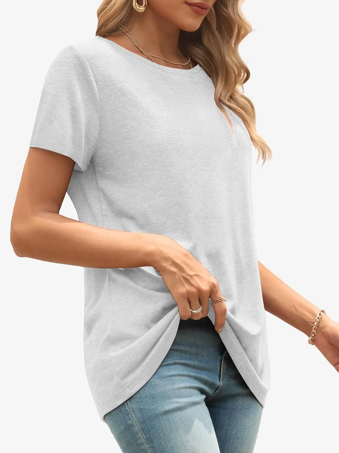 ATHMILE Womens T Shirt Summer Tops Short Sleeve Fashion Basic Casual Oversized Beach Vacation Clothes 2025 Trendy
