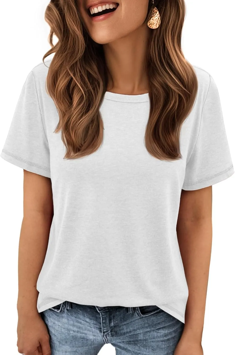 ATHMILE Womens T Shirt Summer Tops Short Sleeve Fashion Basic Casual Oversized Beach Vacation Clothes 2025 Trendy