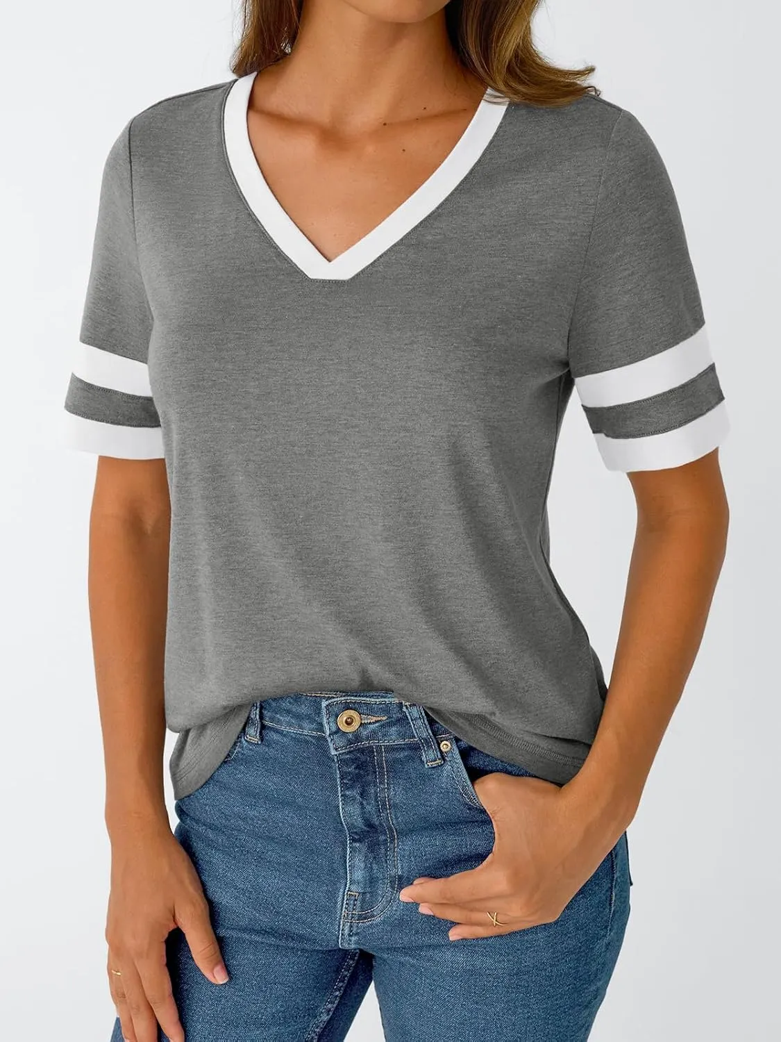 AUTOMET Women's Short Sleeve V Neck T Shirts Trendy Casual Spring Tops Summer Fashion Tees Basic Clothes