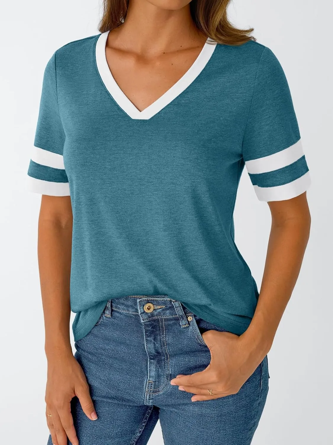 AUTOMET Women's Short Sleeve V Neck T Shirts Trendy Casual Spring Tops Summer Fashion Tees Basic Clothes